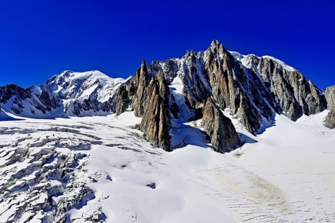 View of the mountains from the Télécabine Panorama Railway, Mont Blanc, Le Mont Blanc du Tacul, in