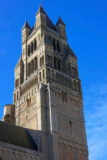 Historic St. Salvator Cathedral, Sint-Salvatorskathedraal, in the old town of Bruges, powerful