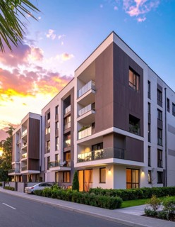 New modern block of flat, condo architecture, Residential apartment as a flat, luxury house