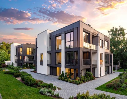New modern block of flat, condo architecture, Residential apartment as a flat, luxury house