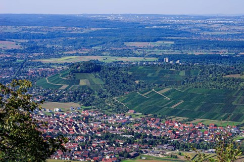 Picturesque scenery on the eaves of the Swabian Jura near Olgafels on Rossfeld in Metzingen-Glems,