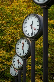 The art installation Zeitfeld in Volksgarten Park in Düsseldorf-Oberbilk, a total of 24 station