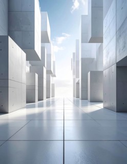 3d illustration of abstract modern architecture background, Minimal geometry architectural design,