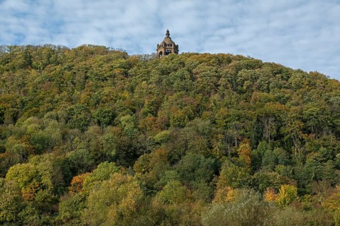 Mountain, forest, Kaiser-Wilhelm-Denkmal, Porta Westfalica, North Rhine-Westphalia, Germany