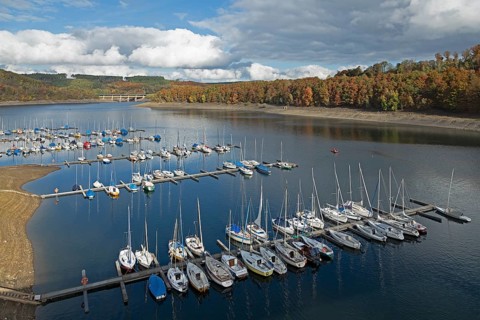 Yachthafen, Sondern, Olpe, Biggesee, Sauerland, North Rhine-Westphalia, Germany