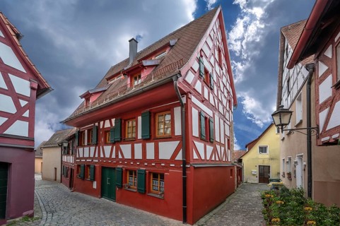 Historic half-timbered house with integrated city wall, built in 1553, reconstructions in 1660 and