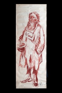Original caricature, Berlin milieui from the 1940s, by artist Rudolf Führmann, 1909 to 1976,