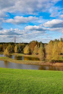 Wesel, Lower Rhine, North Rhine-Westphalia, Germany - autumn on the Lippe, trees with colorful