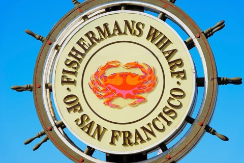 Fishermans Wharf sign post, San Francisco, California, USA