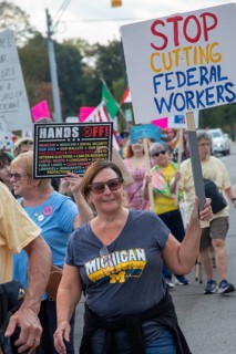 Detroit, Michigan USA - 18 October 2025 - A large crowd gathered for a 'No Kings' rally, protesting