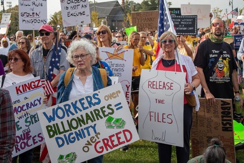 Detroit, Michigan USA - 18 October 2025 - A large crowd gathered for a 'No Kings' rally, protesting