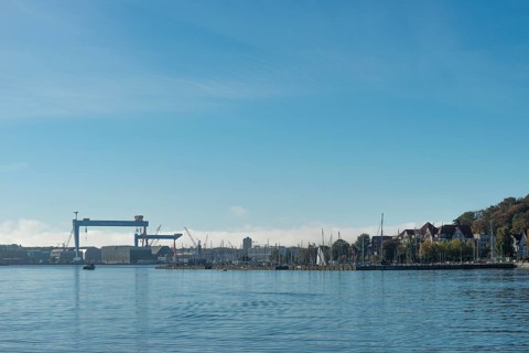 State capital Kiel, marina, shipyards, German Naval Yards, cranes, dry dock, Institute for World