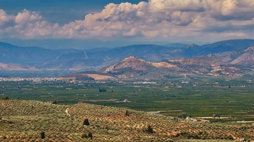 View of the plain, archaeological site, UNESCO World Heritage Site, Mycenae, Mycenae, important