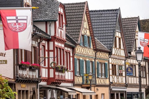 The old town of Ahrweiler, half-timbered houses in Ahrhutstraße, renovated, restored, partly