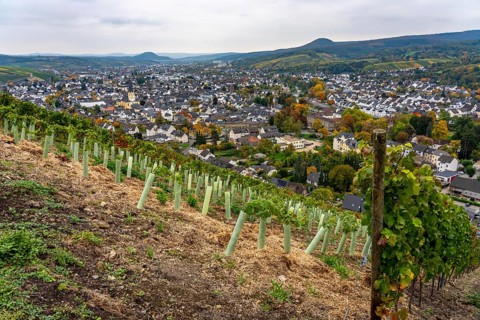 View of the old town of Ahrweiler, renovated, restored, partly rebuilt after the flood in the Ahr