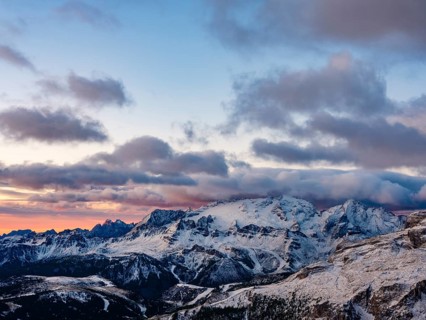 Marmolada with fresh snow, Dolomites, Trentino, South Tyrol, Italy