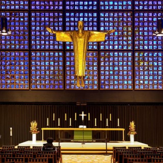 Kaiser Wilhelm Memorial Church, interior of the New Church with Resurrection Christ, Berlin,