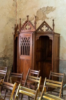 Compains village, confessional of Saint Georges church, Cezallier region, Puy de Dome, Auvergne