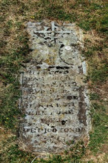Auvergne Volcanoes Regional Natural Park, old cemetery tombstone at Pic Saint Pierre Saint Pierre