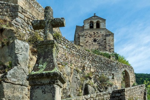 Saint Andre de Chalencon village. Chapel of Chalencon. Haute Loire. Auvergne Rhone Alpes. France