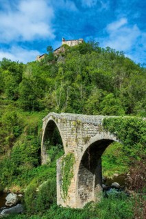 Saint Andre de Chalencon village. Devil's Bridge. Haute Loire. Auvergne Rhone Alpes. France