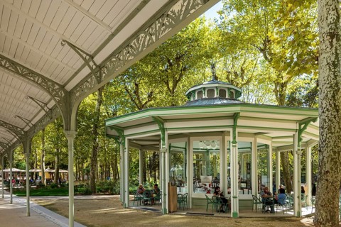 Vichy, isted as World Heritage by UNESCO. Pavillon in Parc des sources. Source Park. Allier.