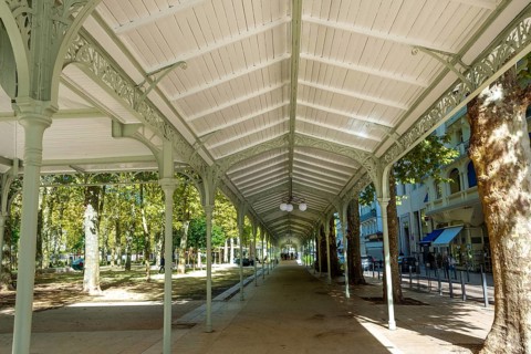 Vichy. listed as World Heritage by UNESCO. Covered gallery. Source Park. Allier. Auvergne Rhone