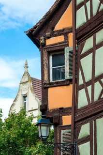 Historic half-timbered houses in the old town centre of Colmar, France