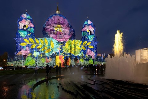 Berlin Cathedral, 21st BERLIN FESTIVAL OF LIGHTS, motto Let's Shine Together, light installations,