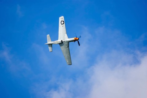 A North American P-51 Mustang of the flying group Flying Bulls, the Nooky Booky IV during an air