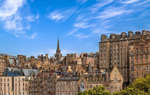 Edinburgh, capital of Scotland, panoramic skyline view of Historic Center Old Town