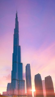 UAE, Dubai downtown financial skyline and business shopping center near Dubai Mall