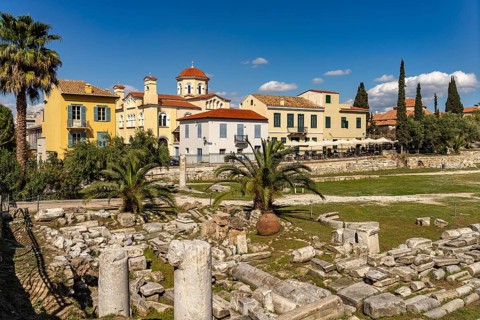 Ruins of the Roman Agora, Greek capital Athens, Greece