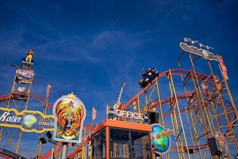 Roller coaster, roller coaster, rides, Cannstatter Wasen, fair, funfair, spring festival, folk