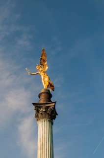 Angel of peace on the high banks of the Isar in Munich, commemorates 25 peaceful years after the