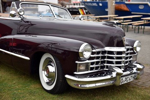 Classic car, 1947 Cadillac Series 62 Convertible, USA, at a classic car meeting in Büsum,