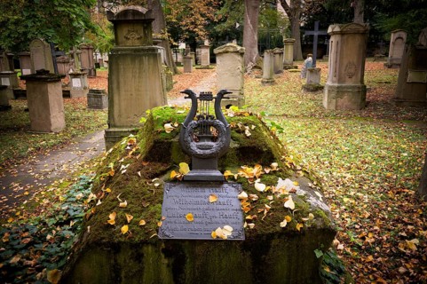 Gravestone, grave of poet and writer Wilhelm Hauff, graves, Hoppenlauf cemetery, oldest preserved