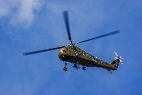 A Sikorsky S-58C transport helicopter in the colours of the German Army with the registration