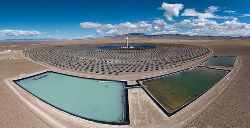 Tonopah, Nevada - The Crescent Dunes Solar Energy Project in the Nevada desert. Ten thousand