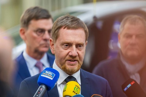 Minister President Michael Kretschmer during his visit to the Volkswagen vehicle plant in Zwickau,