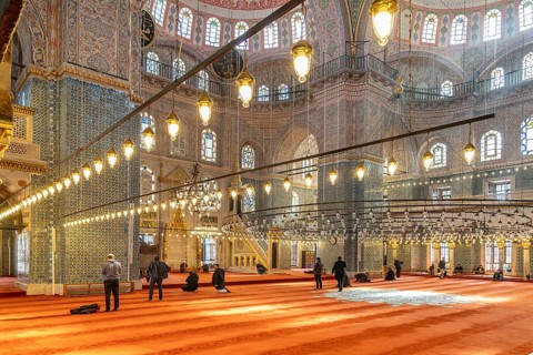 Interior of the New Mosque Yeni Camii in Istanbul, Turkey