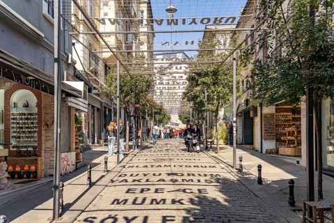 The Poem written by the light installation by the Beyoglu Culture Route Istanbul, Turkey