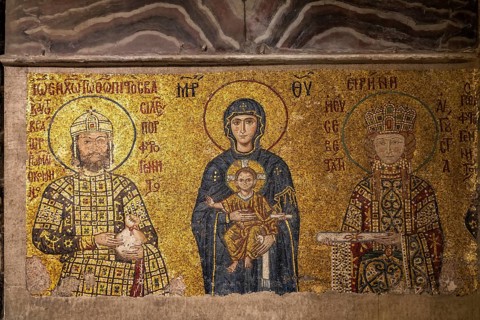The Komnenos Mosaic with Madonna and Child in the Hagia Sophia or Church of St Sophia, former