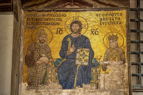 The Empress Zoe mosaic in the interior of today's Hagia Sophia mosque or Church of St Sophia, a