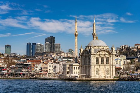 The Ortaköy Mosque on the Bosphorus in Besiktas, Istanbul, Turkey