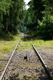 Railway line leads to Lake Väha Kamponen, former paper mill for the production of groundwood pulp