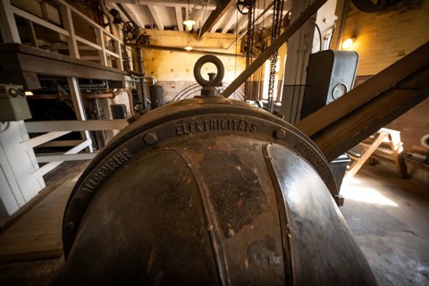 Factory hall with machines for the production of cardboard and paper, former paper factory and mill