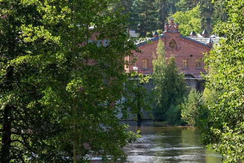 Brick factory building, former paper factory and mill for the production of groundwood pulp board,