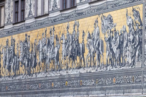 Procession of princes at the Royal Palace, picture made of tiles from Meissen porcelain,