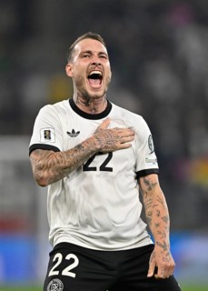 Goal celebration David Raum GER (22) Gesture Gesture World Cup qualifier, international match,
